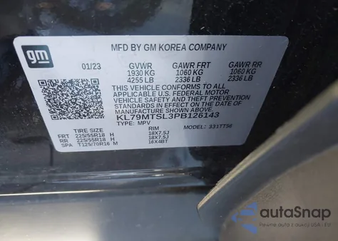 2023 Chevrolet Trailblazer Fwd Rs from USA, damaged, VIN KL79MTSL3PB126143